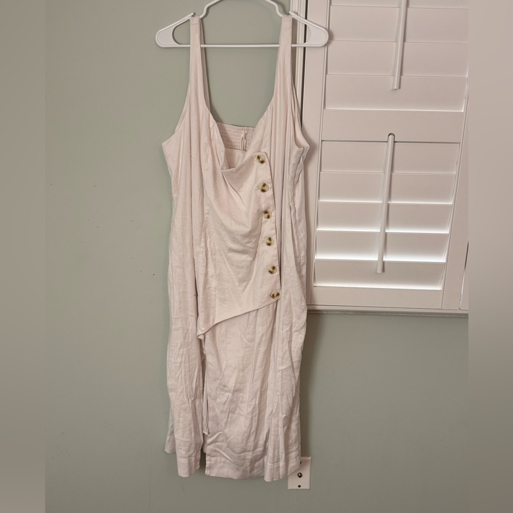 Anthropologie NWT Sleeveless Square-Neck Linen Button Wrap Midi Dress 3X - Picture 5 of 12